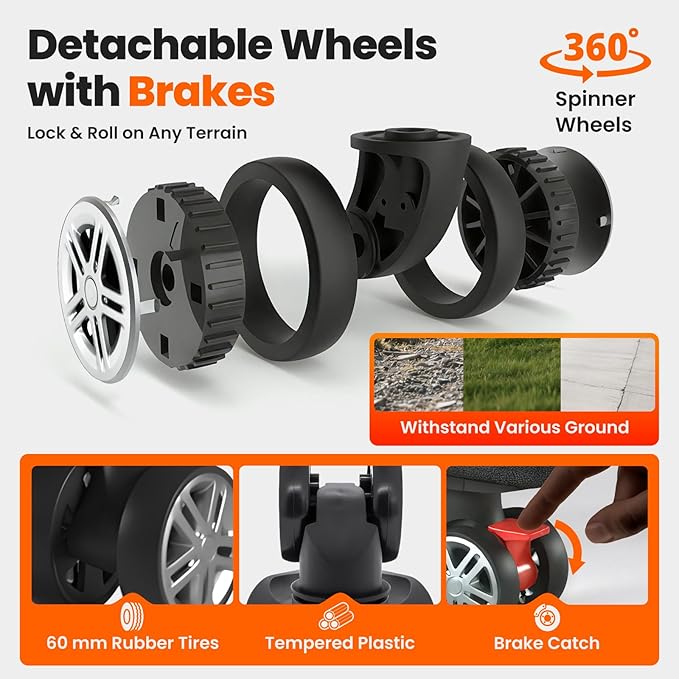 Power Station Carrying BagEasy to Carry360°Universal Wheels Waterproof&ampDustproof 15x13x12in Fit1200w-2000w Dabsson/BLUETTI/FOSSIBOT/VTOMAN/JackeryTravel Camping PartiesRV