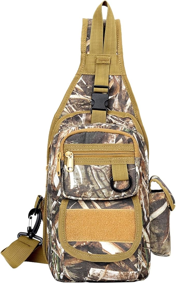 Tactical Chest Pack Military Molle Bag Men's Outdoor Sling Crossbody Bag(Green Camel)