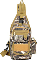 Tactical Chest Pack Military Molle Bag Men's Outdoor Sling Crossbody Bag(Green Camel)