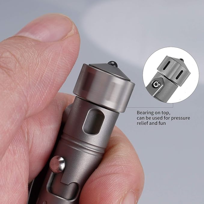 MecArmy TPX10 Mini Titanium Bolt Action Tactical Pen with Replaceable Refill Small EDC Tactical Pen with Stress-Relief Spinner Tail for Office Outdoor Lightweight for Daily Carry (Titanium Bronze)