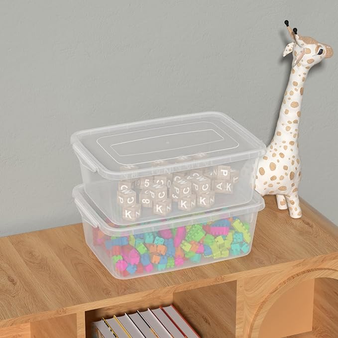 6.5 Quart Clear Plastic Bin Small Pizza Dough Box Storage Containers with Lids 4 Packs