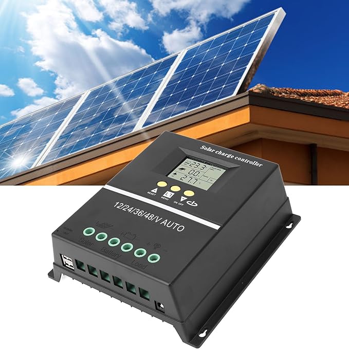 MPPT Solar Charge Controller 100A LCD Display 7 Working Modes 12V-48V Auto Adaptive Dual USB 5V Ports for Sealed Gel Flooded LifePO4 Battery