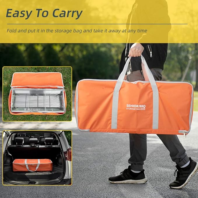 Portable Charcoal GrillOutdoor BBQ Grill for Christmas Picnic Thanksgiving Family Gathering and Backyard BarbecueWith Storage Bag &amp Non-Stick Frying Pan