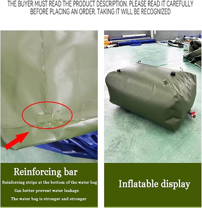 Soft Drought-Resistant Water BagBladder Water Storage Bag Collapsible Bladder Portable Water Tank Large Flexible Emergency Bucket Camping Shower Water Container ( Size : 1x0.7x0.5m/350L/92gallon