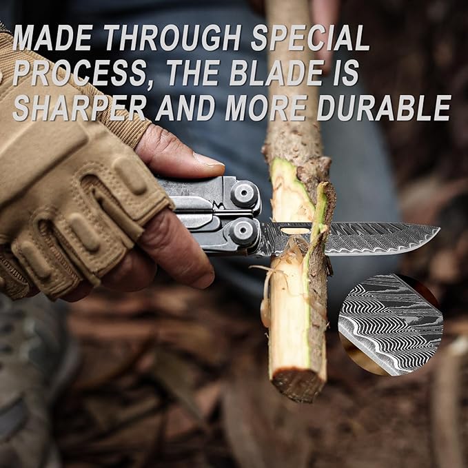 Multitool 25-in-1 Spring Loaded Pliers Multi Tool Each Tools with Safety Lock-Stainless Steel Multi-Tool Propylene Sheath Survival Gear for Camping Hiking Multi Plier Pocket Knife