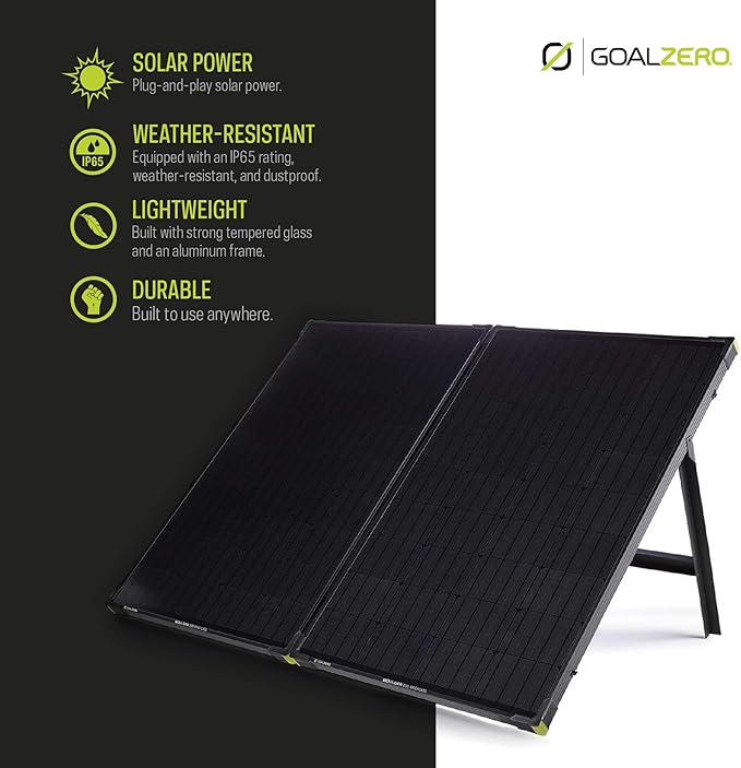 Goal Zero Boulder 200 Briefcase 200-Watt Monocrystalline Solar Panel with Kickstand Portable Solar Panel for Camping and Tailgating Emergency Solar Power