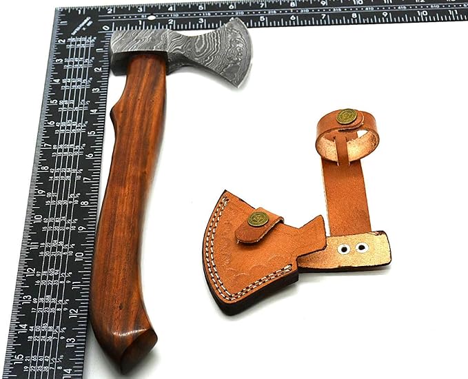 NOORAKI 14 Camping Axe Hatchet Tomahawk | Handmade Damascus Carbon Steel Hunting Viking Axe Chopping Axe Throwing Axe Gardening &amp Bushcraft Axe for Outdoor Wood | Viking Gifts for Men with She