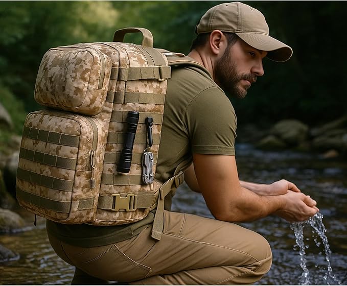 MT Military Rucksack Style Assault Pack Compatible with FILBE System – Tactical MOLLE Backpack for Outdoor Hiking Camping Hunting – Modular 30L Capacity Marpat Desert