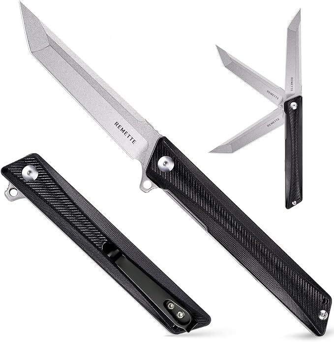 REMETTE Pocket Knife GD22K Flipper Open D2 Steel Tanto Folding knife with Durable G10 HandleMen Women Everyday Carry EDC KnifeSharp Camping Hiking Daily Work Knives