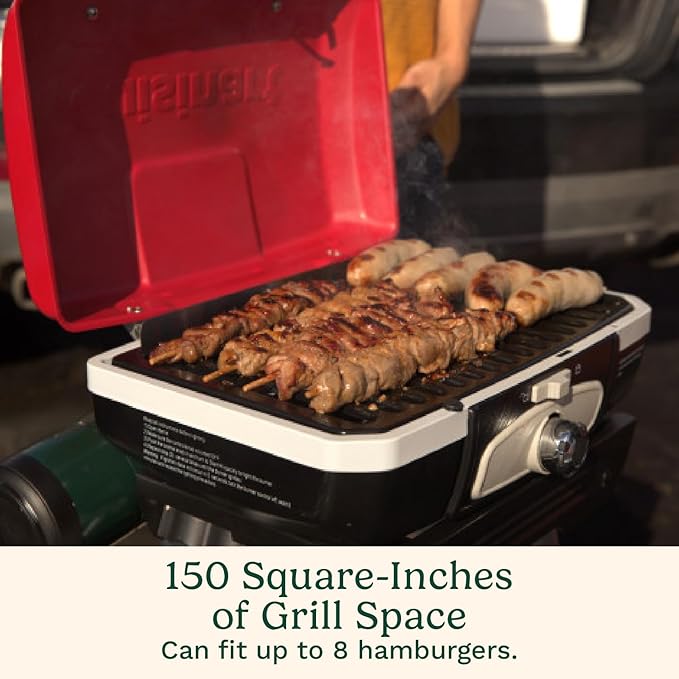 Cuisinart Petite Gourmet Portable Gas Grill with VersaStand Compact Portable Grill Propane 150 Sq. In. Cooking Surface 5500 BTU Burner Small Gas Grills for Camping BBQ Adjustable Base Handles