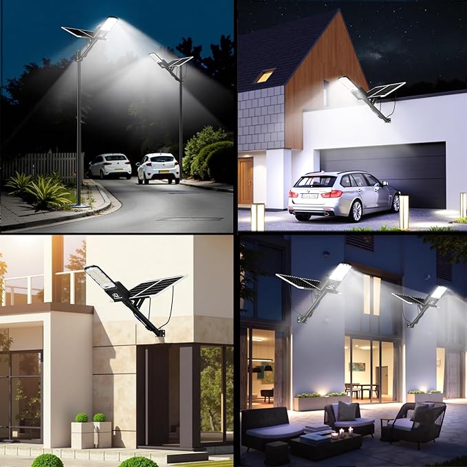 10800w Solar Street Lights Outdoor Waterproof Black 650000LM Super Bright LED Beads Commercial Solar Flood Lights with Remote Control for Patio Street Court and Parkling Lot
