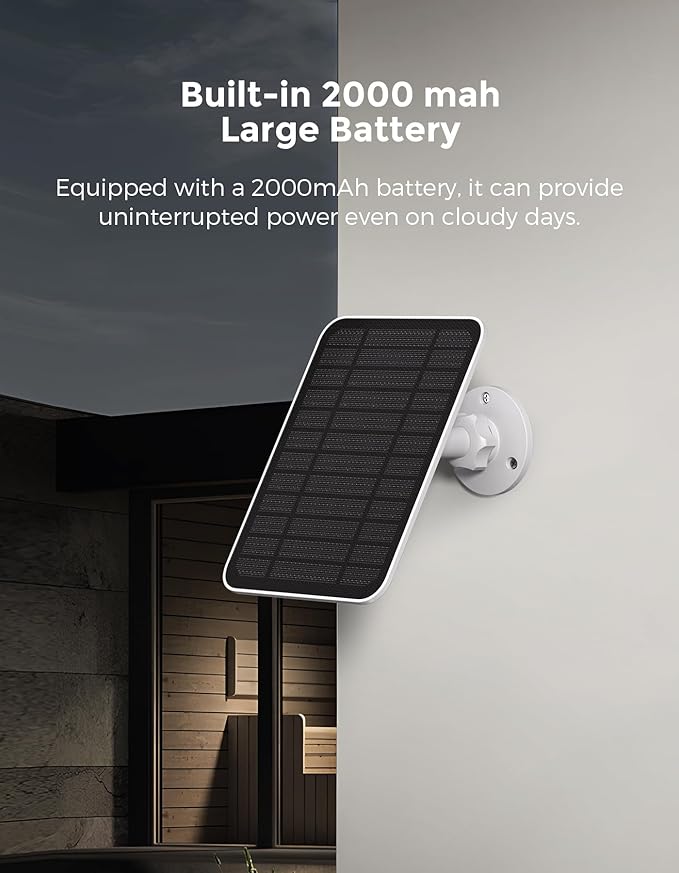 Solar Panel for Arlo Camera Arlo Solar Panel Charger with Built-in 2000mAh BatteryCompatible with Essential SeriesGo 2Pro 3/4/5S/6/6 XLUltra SeriesWireless FloodlightsEasy Install(2025 Release)