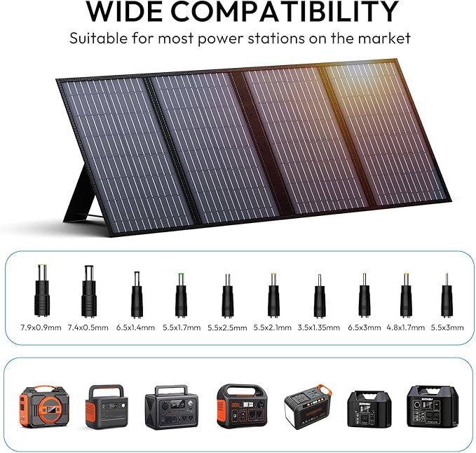 Portable Solar Panel 60W Foldable Solar Panel Charger for Portable Generator Power Station Comes with Adjustable Kickstands DC 18V Output USB 3.0 and Type-C Ports for Camping Traveling Van RV Trip