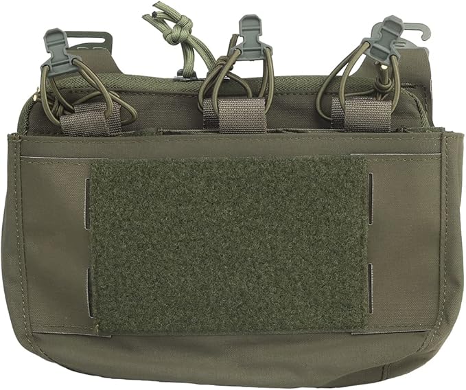 Removable Tactical G-Hook Front Flap Double Stack Abdominal Fanny Pack with 5.56mm Triple Magazine Insert and Kangaroo Pouch