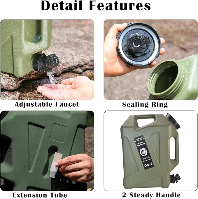 5 Gallon Water Jug with Spigot BPA Free Leak-Proof Camping Water Container Portable Emergency Water Storage for Outdoor Hiking Camping Home Use Camping Essentials