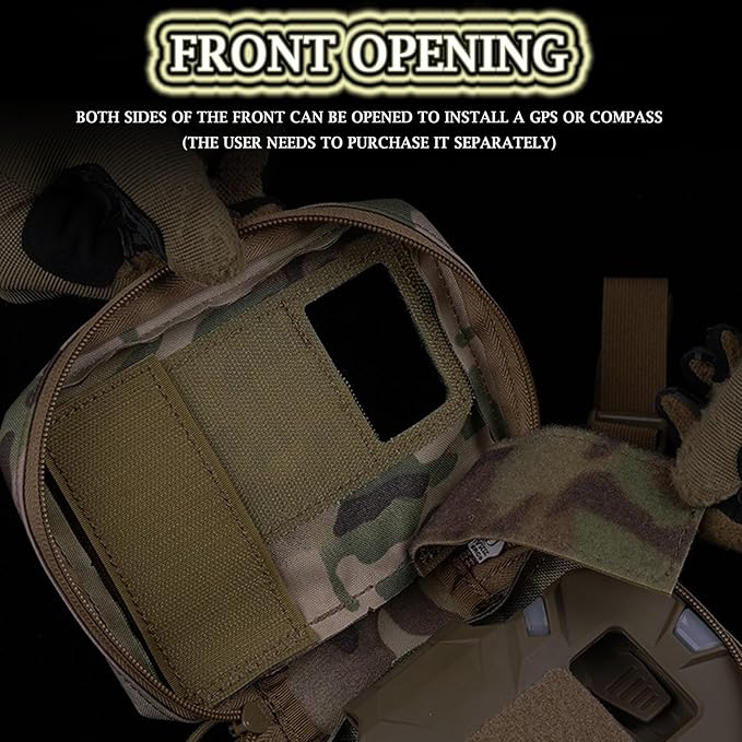 Laser-Cut Adjustable MOLLE Panel Tactical Chest Bag with Quick-Release System Detachable Recon Utility Kit