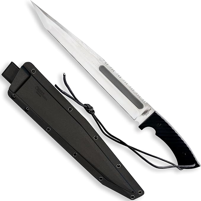 BATTLBOX BattlBolt Fixed Blade Outdoor Survival Knife Doug Marcaida Design 13in D2 Steel Blade FRN Handle Kydex Sheath - Bushcraft Camping Field Use