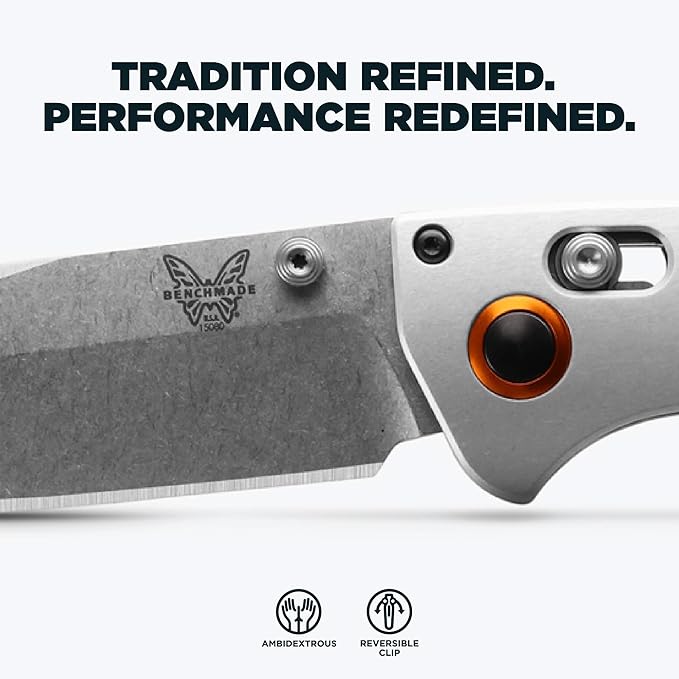 Benchmade - Crooked River 15080 EDC Knife with Gray Aluminum &amp Wood Handle (15080-2)