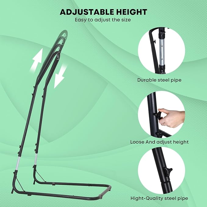 Hammock Chair Stand only Hanging L-Stand with Buckle and Spring Hook 360-Degree Hanging Hammock Stands Indoor Outdoor Heavy Duty Steel Swing Metal Egg Chair Stand 300lbs Capacity (No Hammock)