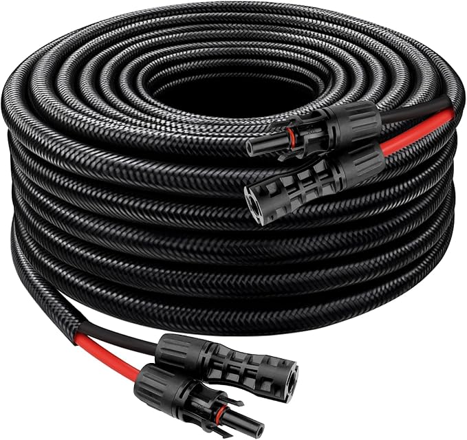 XRDS -RF Solar Cable 20FT 8AWG Solar Extension Cable with Male &amp Female Solar Connectors Flame-Retardant Protective Sleeving Solar Panel Cable Weatherproof PV Wire for Solar Panel Connection