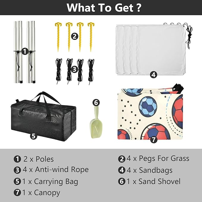 xigua Soccer Beach Tent Sun Shelter with Carrying Bag - Silver Coated Oxford Fabric Beach Canopy for Beach Camping Fishing - Includes Windproof Ropes Sandbags &amp Stakes