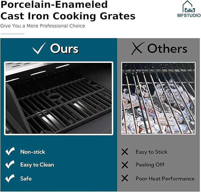 MFSTUDIO Propane Grills with Side Burner BBQ Grill Griddle Combo for Outdoor Cooking and Patio Backyard Barbecue with Porcelain-Enameled Cast Iron Grates Black