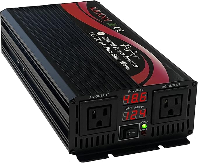 2000W Power Inverter 48V DC to 110V AC 60HZ Pure Sine Wave Converter with LED Display for Off Grid Solar System