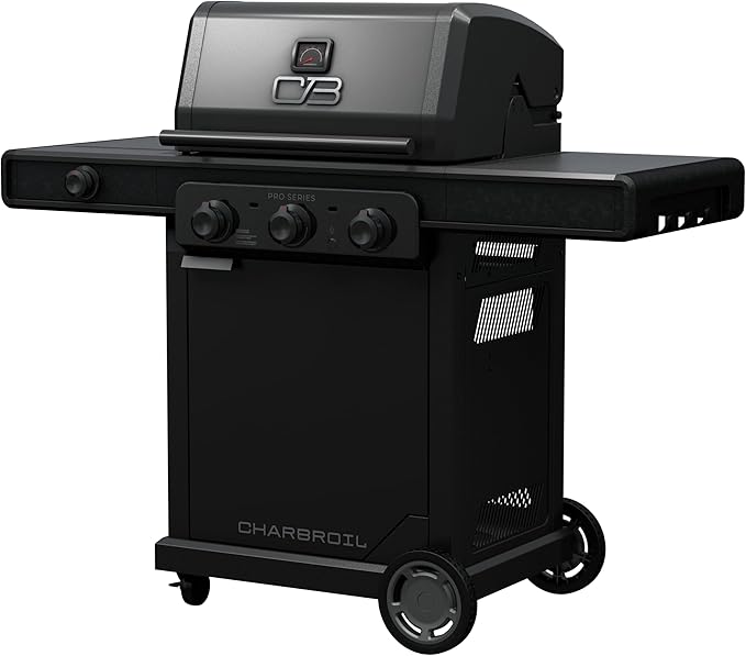Charbroil Pro Series Amplifire Technology 3-Burner Propane Gas Grill and Griddle Cabinet with Side Burner Black - 463366724