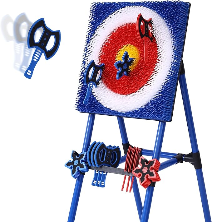 Stiatu Axe Throwing Bristle Target with 8 Throwing Axes SetAxe Throwing Game for Backyard Indoor &ampOutdoorYard GamesCarnival Games