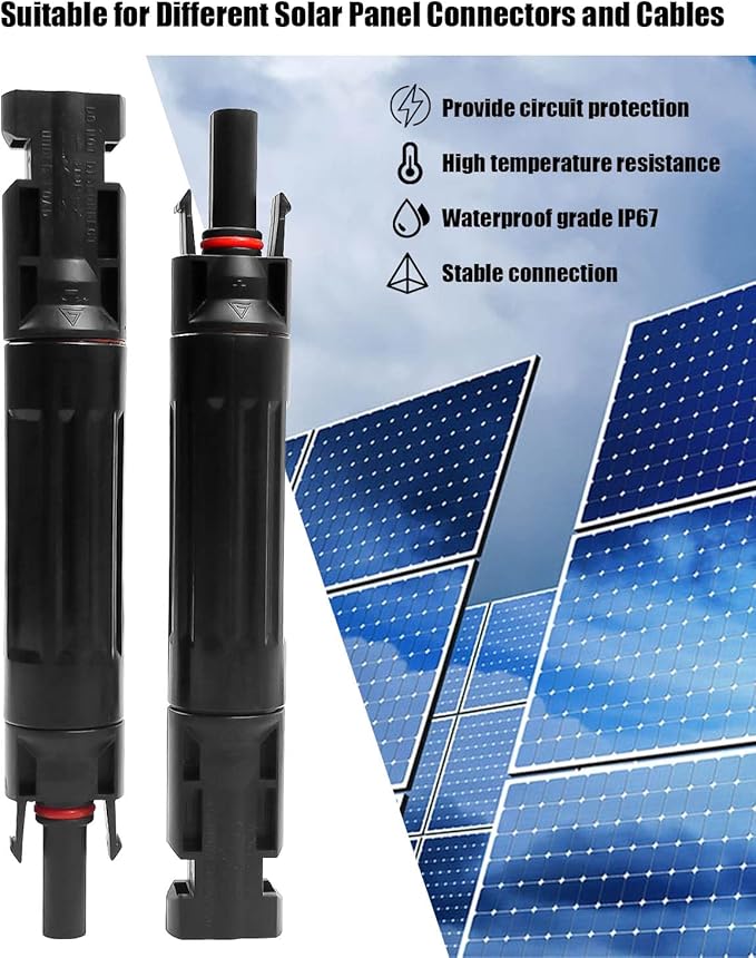 TIKSCIENCE 20A Solar Fuse Holder Inline IP67 Waterproof 1000V DC – Compatible with All MC4 Connectors for Solar Panels &amp Controllers 5-Pack with Male/Female Ends