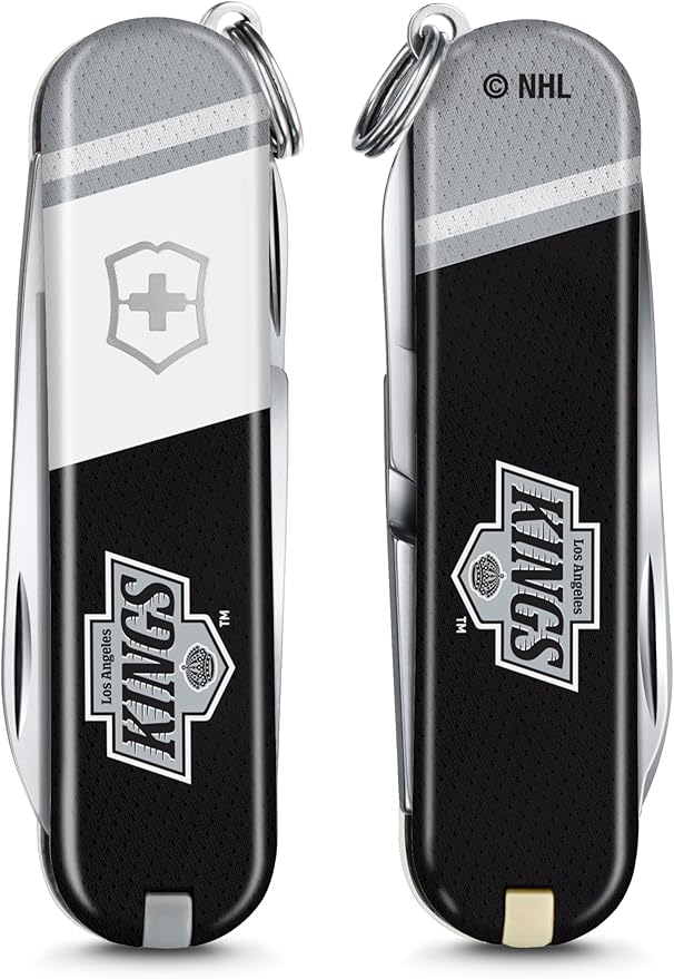 Victorinox Classic SD Swiss Army Knife – Compact 7 Function Swiss Made Pocket Knife with Small Blade Screwdriver and Key Ring – Los Angeles Kings