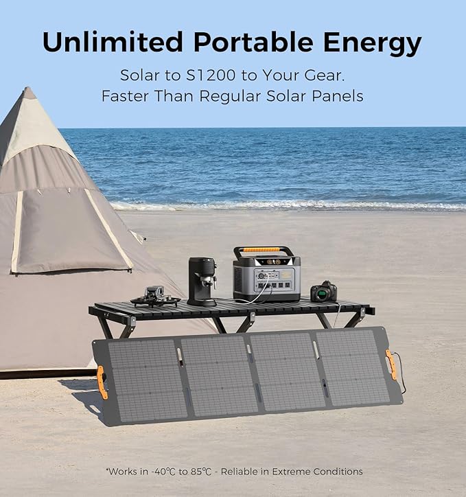 210W Portable Solar Panel with Adjustable KickstandIP65 WaterproofHigh Efficiency ConversionFoldable Solar Panel for Outdoor CampingRVs and Home Backup