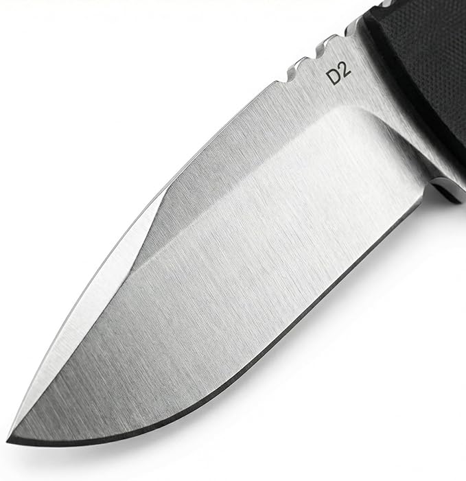 Fixed Blade Knife with Sheath 3.9 D2 Steel Survival Knives for Camping Bushcraft Hunting Ergonomic G10 Handle Outdoor Survival Gear Gift for Men Black