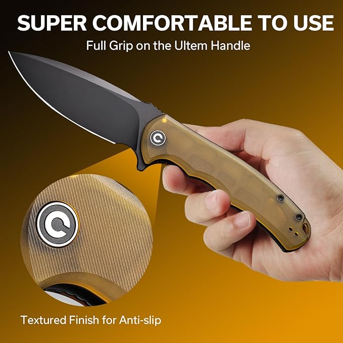 CIVIVI Praxis Pocket Folding Knife - Modern Aesthetics Ultem Handle 3.75 Sharp Blade Deep Carry Clip for EDC C803M