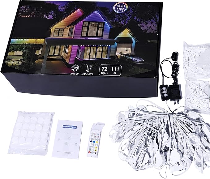 Smart Outdoor Christmas Lights 36 LED 54 Scene Modes IP68 Waterproof Compatible with Alexa &amp Google Assistant (52 Ft)