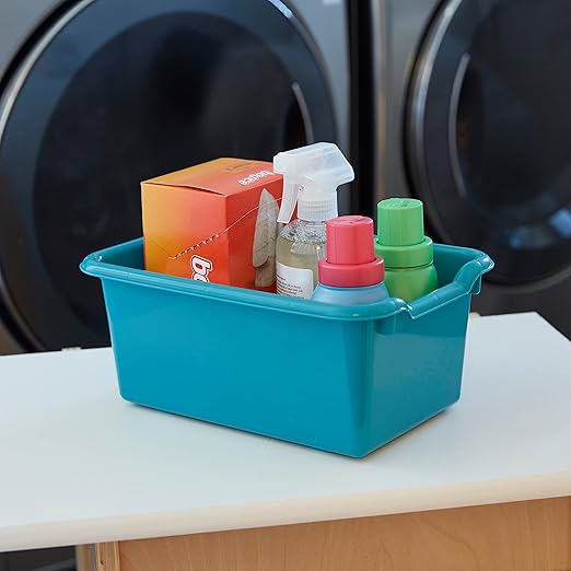 ECR4Kids Scoop Front Storage Bins Multipurpose Organization Turquoise 10-Piece