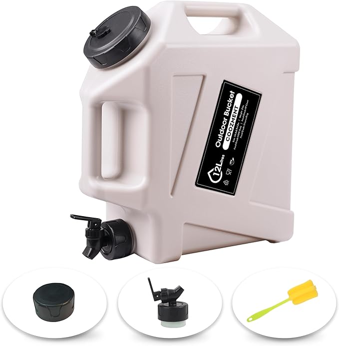 3.2 Gallon/5 Gallon Water Containers with Spigot BPA Free Water Jug Military Green Water Tank Multifunction Water Storage Containers for Camping Outdoor HikingEmergency Stroage