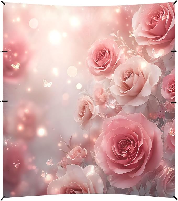 ALAZA Dreamy Pink Rose Flower Beach Tent Sun Shelter UPF50+ Protection Beach Shade Canopy w/ 4 Sandbags for Outdoor Camping Fishing Backyard Fun Picnic 10x9 ft