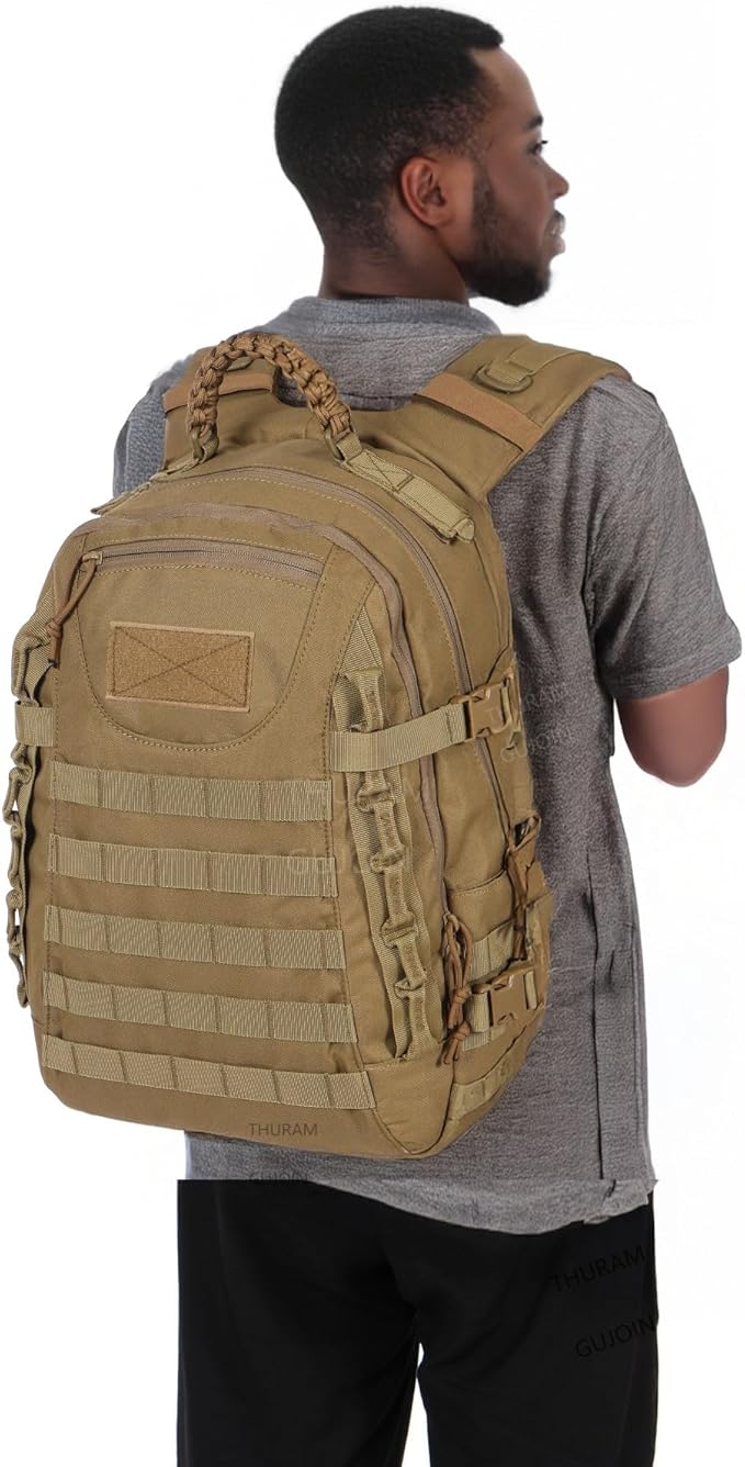 38L Nylon Waterproof Trekking Fishing Hunting Bag Backpack Outdoor Military Rucksacks Tactical Sports Camping Hiking (Khaki)