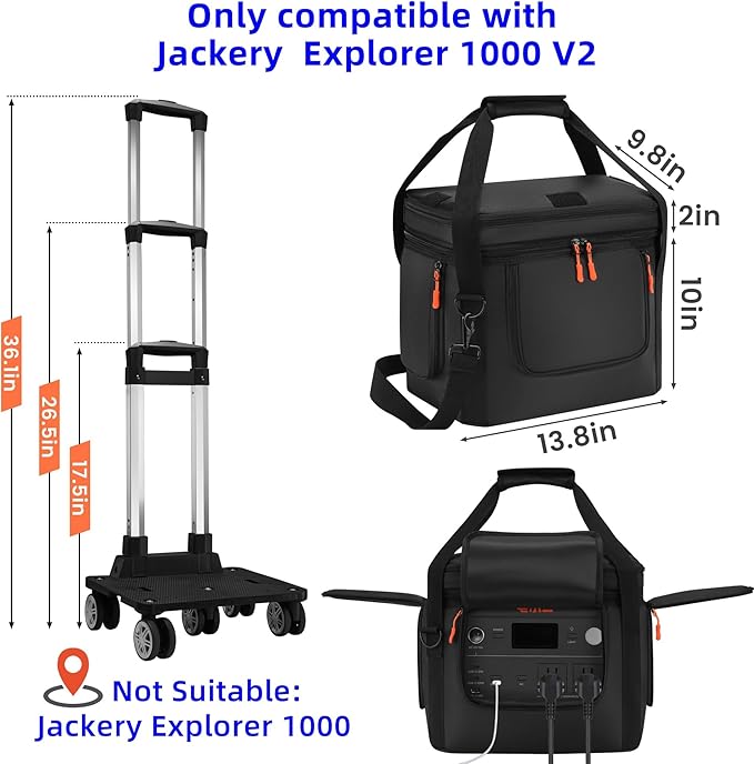 Carrying Case Compatible with jackery 1000 v2Generator Covers with Wheels and Pull Rods Compatible with jackery portable power stationCarrying Bag Compatible with Jackery Explorer 1000 V2 ﻿