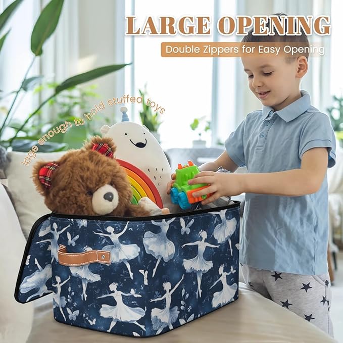 Storage Bins with Lids Butterfly Ballet Storage Basket Clothes Organizer with Handles Closet Storage Containers for Clothing Bedding Blanket