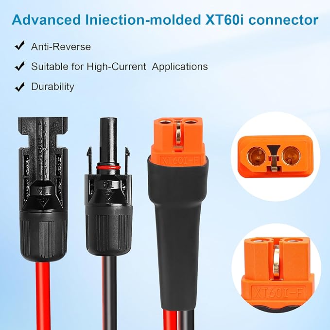 10AWG 75FT Solar to XT60i Extension Cable 3 6 10 35 50 75 100FT Heavy Duty Adapter Cable Connector XT60i Wire for Portable Power Station Solar Panel RV Battery