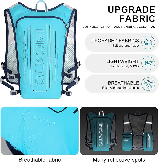 INOXTO Running Hydration Vest BackpackLightweight Insulated Pack with 1.5L Water Bladder Bag Daypack for Hiking Trail Running Cycling Race Marathon for Women Men
