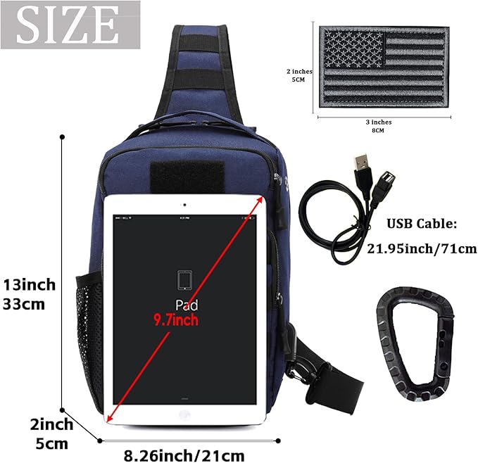 Valinov Tactical Shoulder BagMolle Shoulder BackpacksMilitary Sling Daypack Backpack with USB Charging port