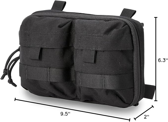 Black Tactical Molle EDC Pouch - Admin Pouch with Molle Attachments for Backpacks