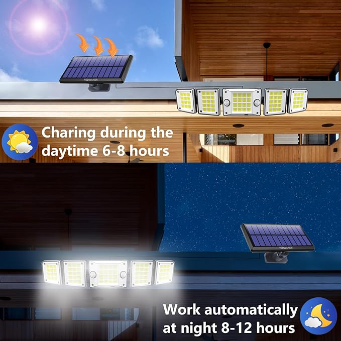 Solar Outdoor Lights - 7600Lum 240° Dual Motion Sensor 560 LED Separate Panel16.5Ft CableDusk to Dawn Lighting Mode Security Solar Powered Flood Light for Porch Yard Shed Wall