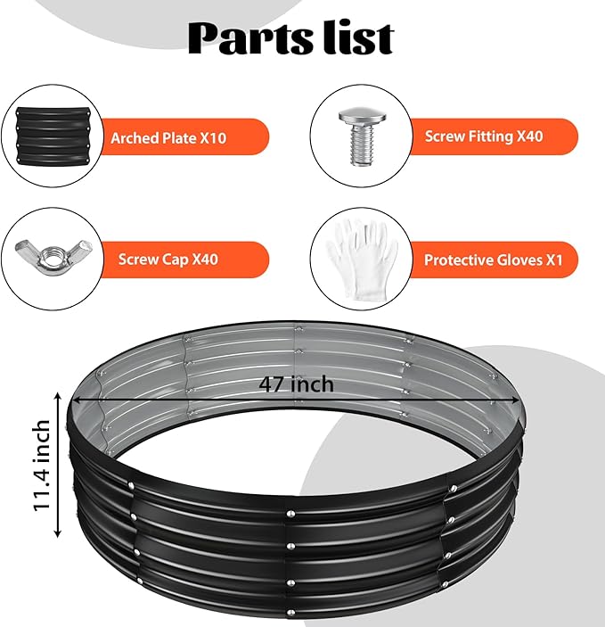 YSEJOMP 48 Inch Round Galvanized Fire Pit Ring/Fire Ring - Foldable and Perfect for Outdoor Gatherings and Campfires in The Yard/Garden/Park/Beach (Black+Gray 4 FT Diameter+1 FT Tall)