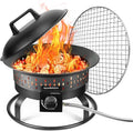 GasBRUH 19″ Outdoor Portable Propane Fire Pit with Grill Grate Cover&ampCarry KitFireplace60000 BTU Camping Propane FirepitPortable Gas Fire Pit for Outside PatioCampingRVSmokeless Gas Firebo