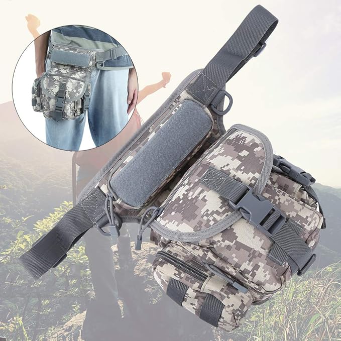 Ox Cloth Drop Leg Bag Tactical Photography Pouch with Quick Access Multifunctional Sports Leg Pack for Outdoor Activities Durable Drop Leg Bag with Adjustable Strap (ACU (in stock) One Size)