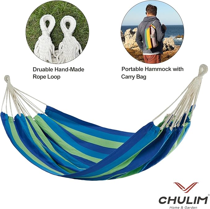 CHULIM Brazilian Double Hammock with Tree StrapsExtra Large 240x160cm2 Persons Hammock for Backyard Patio Outdoor and Indoor450lbs Weight CapacitySoft Woven Cotton Fabric